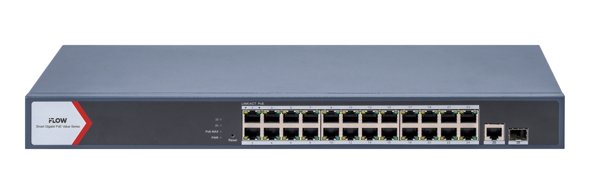 F-SW-EM626POE-VM/L iFLOW | Коммутатор настраиваемый 24 порта PoE + 2 Uplink
