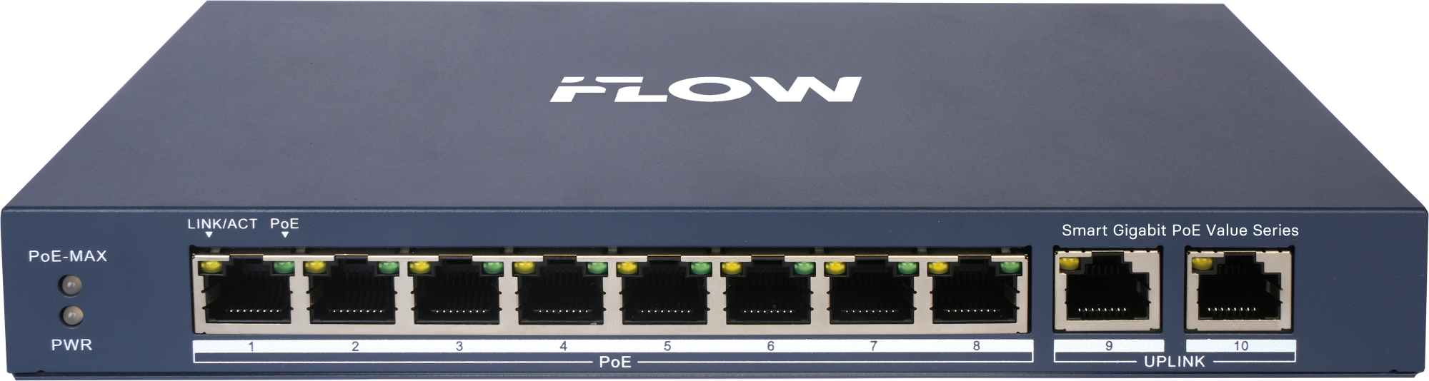 F-SW-EM610POE-VM/L iFLOW | Коммутатор настраиваемый 8 портов PoE + 2 Uplink