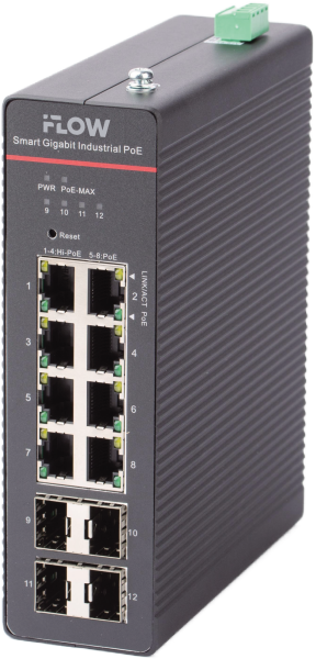 F-SW-IM612HPOE-PM-8G4GO iFLOW | Коммутатор промышленный управляемый 8 портов PoE + 4 SFP Uplink