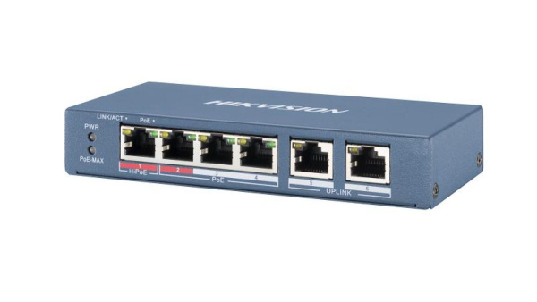 PoE-коммутатор неуправляемый Hikvision DS-3E0106HP-E
