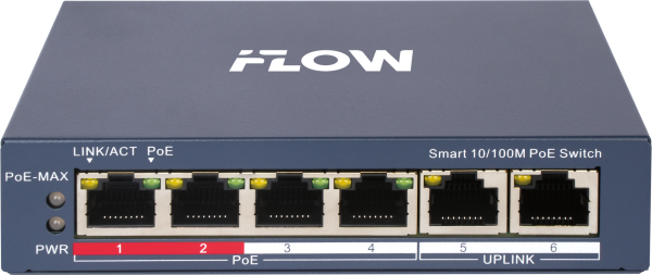 F-SW-EM206POE-VM iFLOW | Коммутатор настраиваемый 4 порта PoE + 2 Uplink