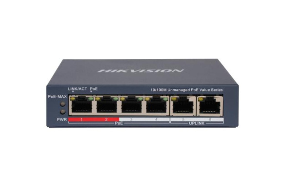 PoE-коммутатор неуправляемый Hikvision DS-3E0106P-E/M(B)