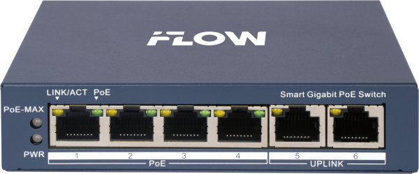 F-SW-EM606POE-VM iFLOW | Коммутатор настраиваемый 4 порта PoE + 2 Uplink