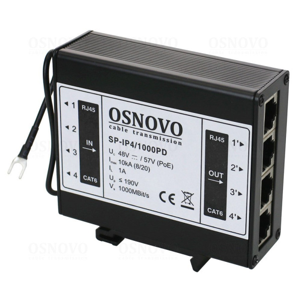 Устройство грозозащиты Ethernet OSNOVO SP-IP4/1000PD