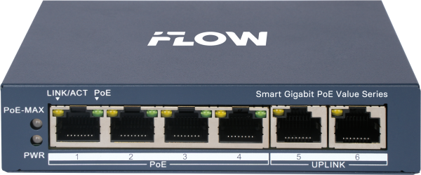 F-SW-EM606POE-VM/L iFLOW | Коммутатор настраиваемый 4 порта PoE + 2 Uplink