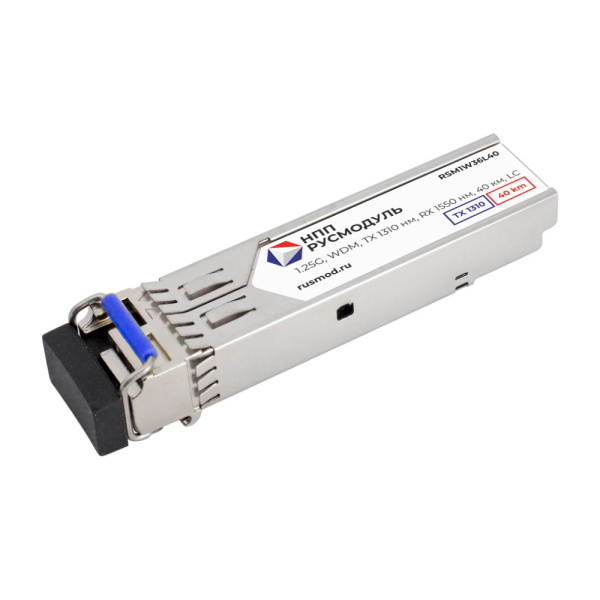 SFP модуль, 1.25G, WDM, TX 1310 нм, RX 1550 нм, 40 км, LC, RSM1W36L40